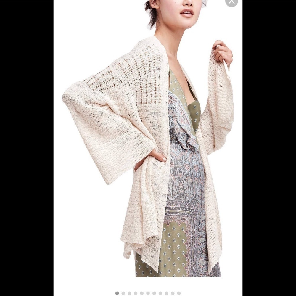 Free People In My Element Kimono Long Cardigan Oversized Bell Sleeve XS Ivory